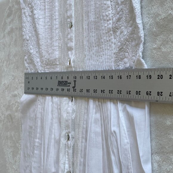 Portray Berlin Womens White Long-Sleeve Button-Up Embroidered Tunic Top Sz GB 10 - Picture 7 of 10